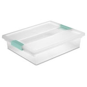 Sterilite Large Clear Plastic Storage Bin Tote with Clear Lid & Aqua Latch