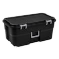 thumbnail image 1 of Sterilite 22 Gallon Large Wheeled Footlocker, Heavy Duty Plastic Storage Trunk Container, Lockable with Wheels and Handle, Black, 1 of 10