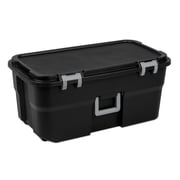 Sterilite 22 Gal Heavy Duty Plastic Lockable Wheeled Footlocker Storage Trunk with Handle, Black