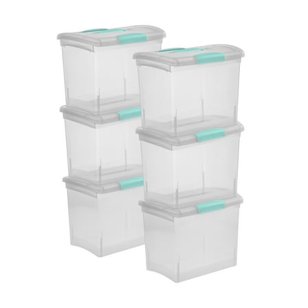 Sterilite Large Nesting ShowOffs Clear File Box w/ Handle, (6 Pack)