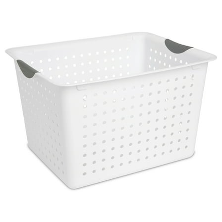 Sterilite Large Plastic Deep Ultra Storage Basket Tote, White (6 Pack)
