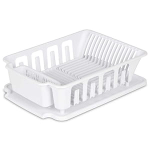 Sterilite Large Sink Set Dish Rack Drainer, White