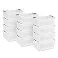 thumbnail image 1 of Sterilite Large Stacking Basket, Open Top Storage Bin with Handles, 12 Pack, White, 1 of 9