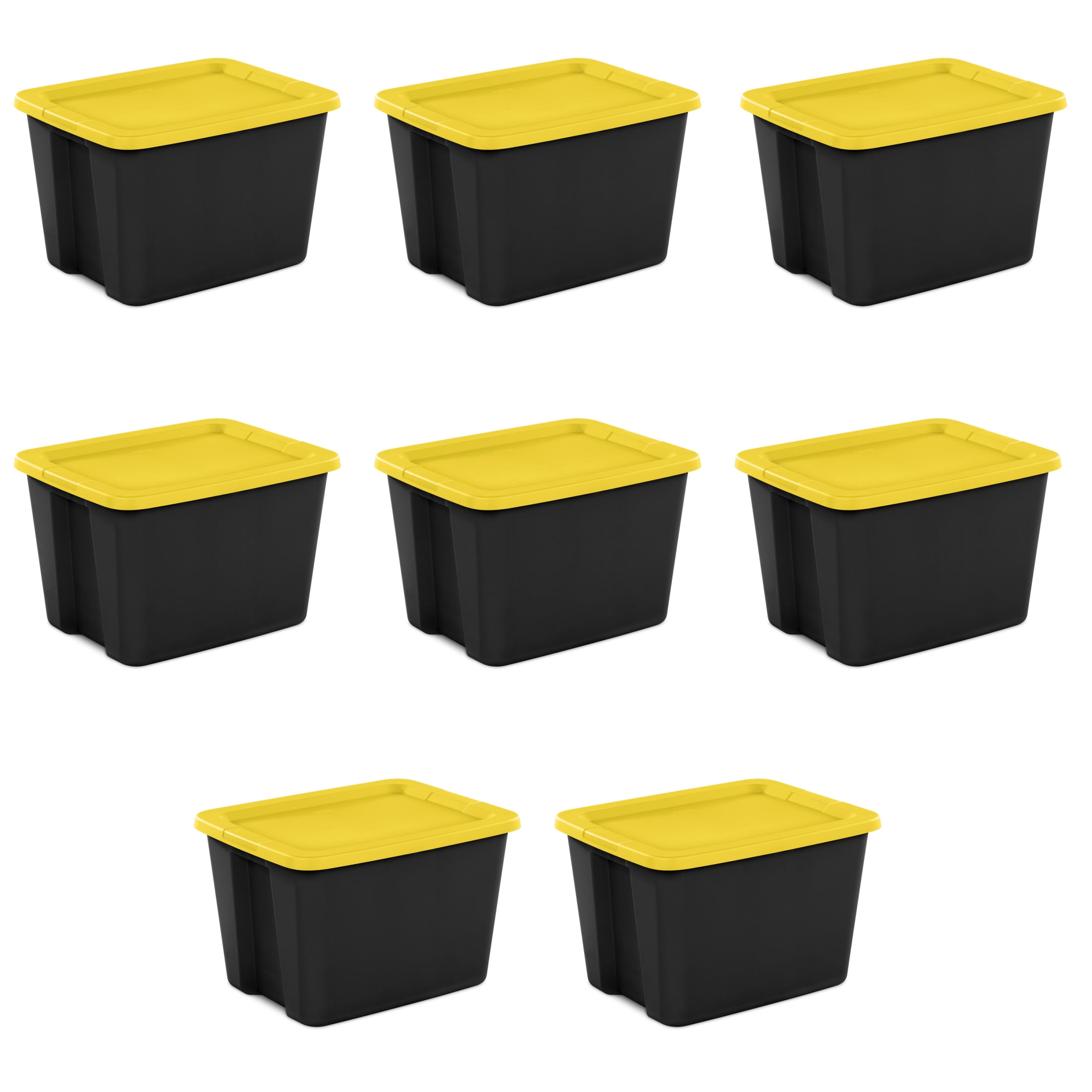 Sterilite Large Storage Bin, 18 Gallon Plastic Storage Container with SnapOn Lid, Black and Yellow, (图1)