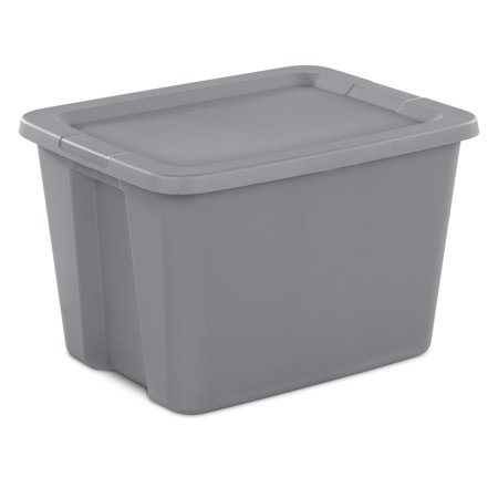 -Sterilite Large Storage Bin, 18 Gallon Plastic Storage Container with Snap-On Lid, Gray