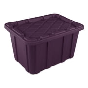 Sterilite Large Industrial Tote, 27 Gallon Durable Plastic Storage Bin with Snap-On Lid, Ideal for Fall and Halloween Co