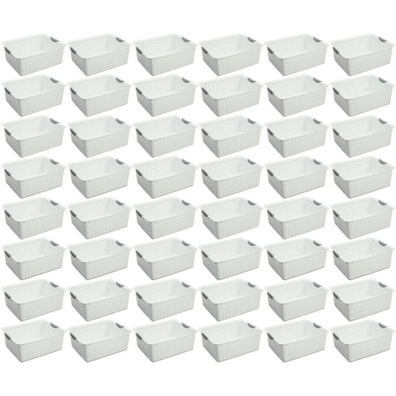 Sterilite Large Ultra Plastic Storage Baskets w/ Handles, White, 48 Pack