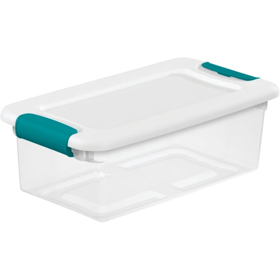 Sterilite Latching Storage Box 6 Quart with Lid Plastic Clear, 2 Pack