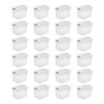 thumbnail image 1 of Sterilite Latching Storage Box, Stackable Bin with Latch Lid, Plastic Container to Organize Closet Shelf, Clear with White Lid, 25 Quart, 18-Pack, 1 of 9