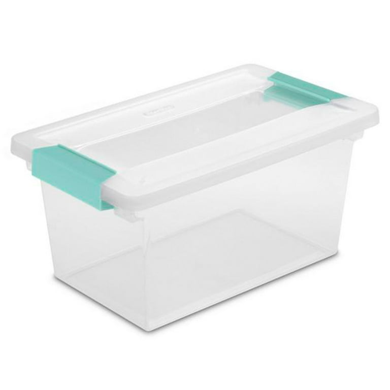 Sterilite Medium Clip Box Clear Plastic Bins with Latching Lid for