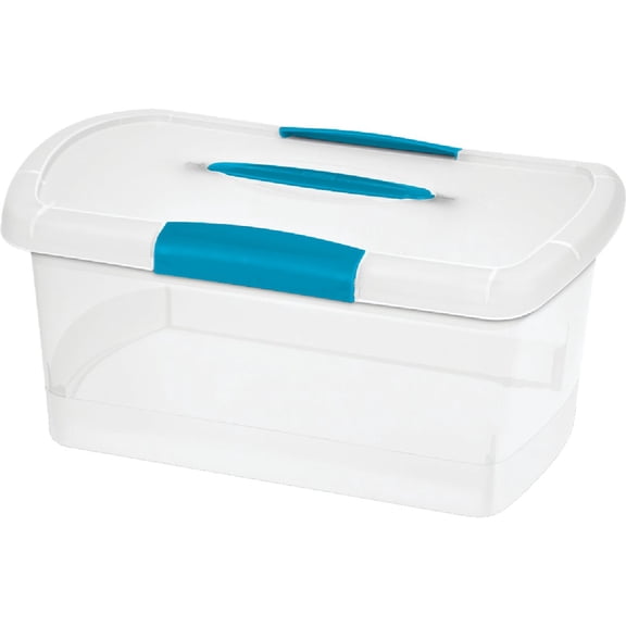 Sterilite Medium Nesting ShowOffs, Stackable Small Storage Bin with Latching Lid and Handle, Plastic Container to Organize Home, Clear, 12-Pack