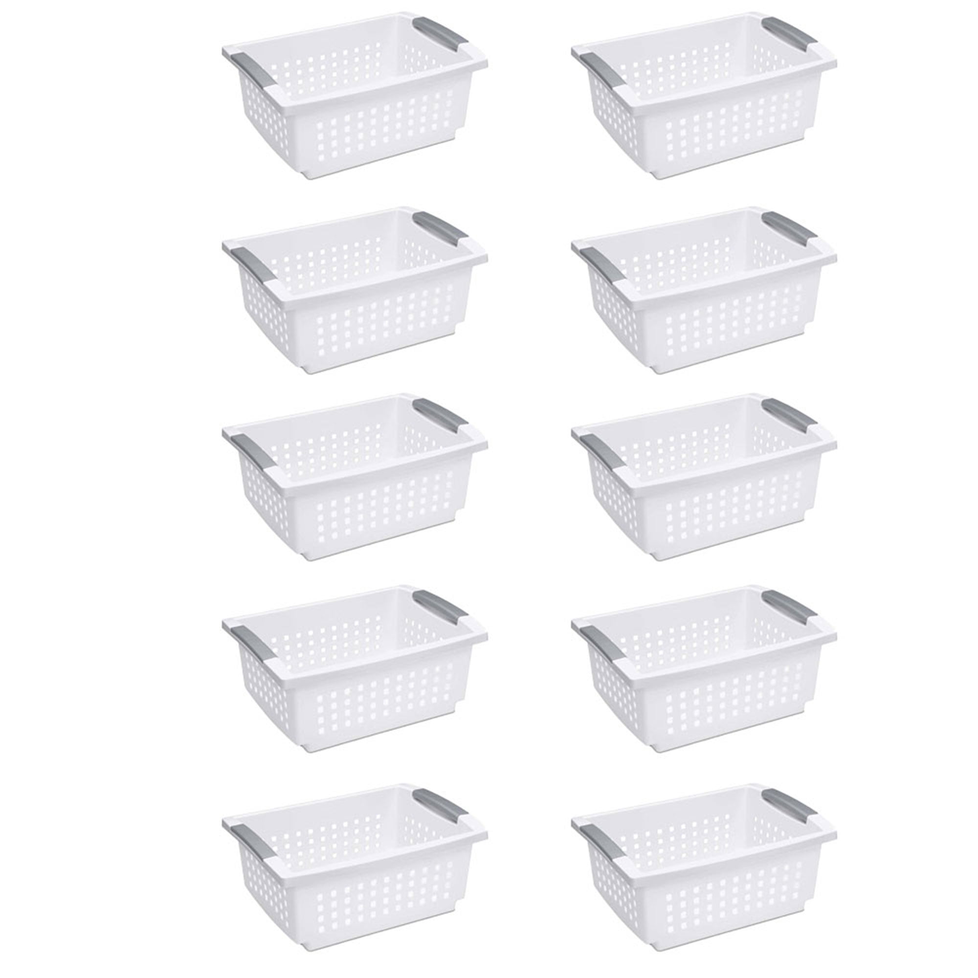 Sterilite Medium Plastic Stackable Storage Organizer Basket Bin, White (10  Pack), 1 Piece - Fry's Food Stores
