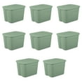 thumbnail image 1 of Sterilite Large Storage Bin, 18 Gallon Durable Plastic Storage Tote with Snap-On Lid , Green, 8 Pack, 1 of 7