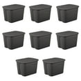 thumbnail image 1 of Sterilite Large Storage Bin, 18 Gallon Durable Plastic Storage Tote with Snap-On Lid, Gray, 8 Pack, 1 of 7