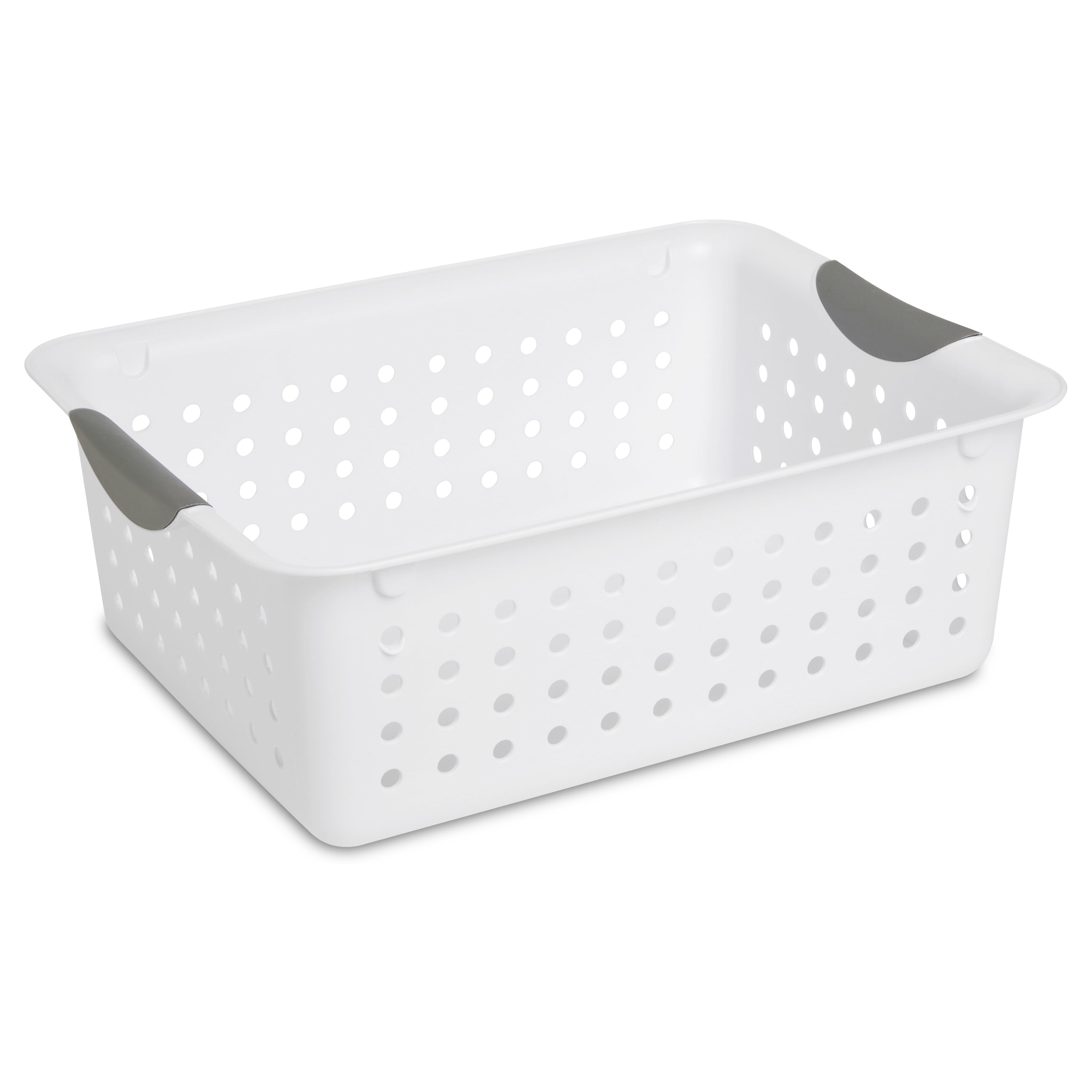 White Medium Weave Basket Storage Container, Plastic, 13 x 5 Inches, Mardel