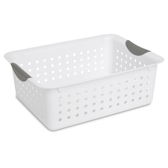 Sterilite Medium Ultra Basket, Open Plastic Storage Bin, Organization Solution, White