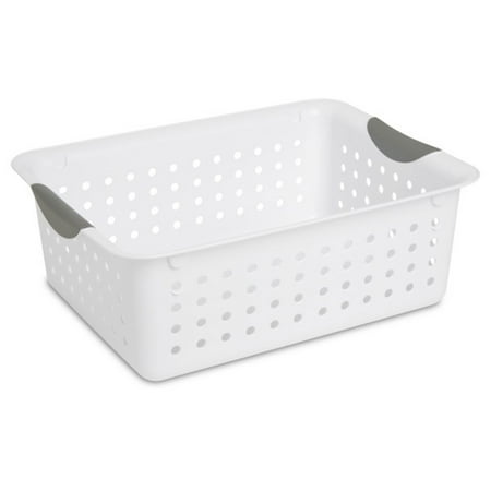Sterilite Medium Ultra Plastic Storage Organizer Basket, White, (12 Pack)