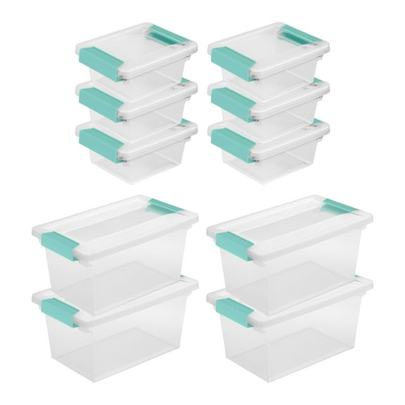 Sterilite Mini Clip Storage Box, 6 Pack, & Medium Clip Storage Box, 4 Pack