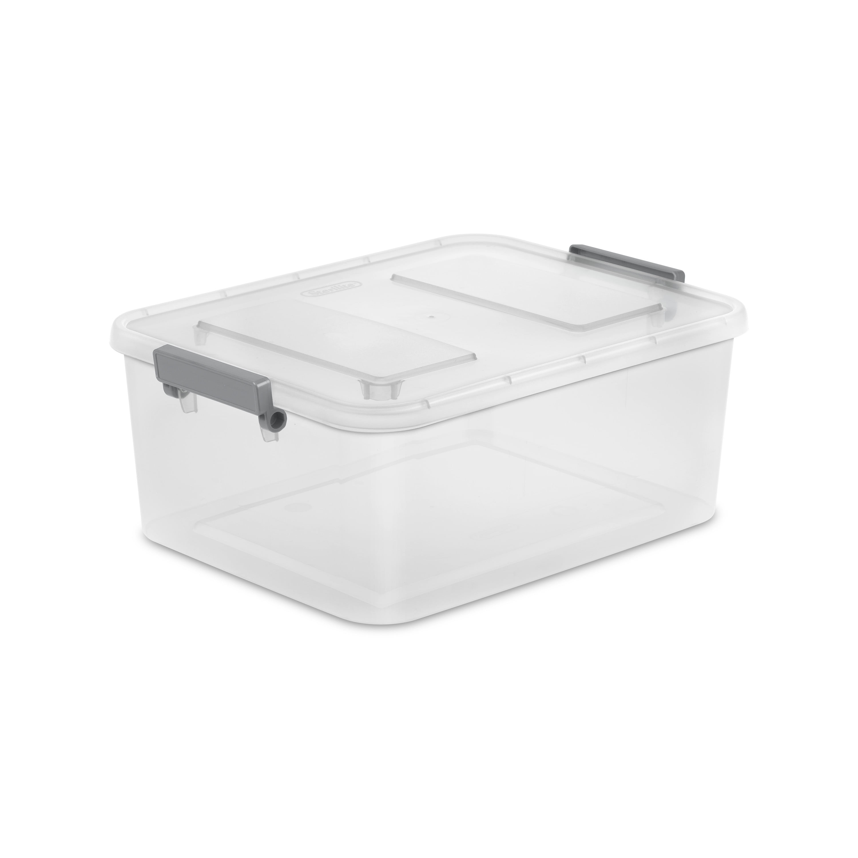 Sterilite 12.7 Qt Clear Plastic Modular Latch Box, Gray Latches, Clear ...