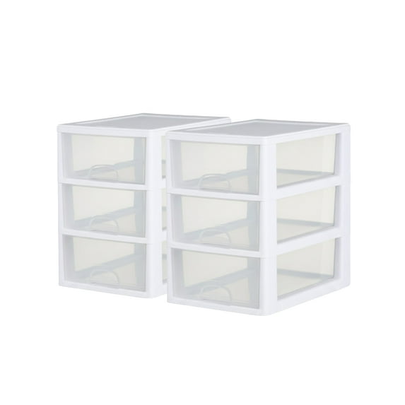 Sterilite 6 Qt Stacking Storage Drawer, Plastic Home Organizer Bin, Clear, 6 Pack
