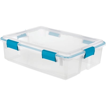 Sterilite Multipurpose 37 Quart Clear Plastic Under-Bed Storage Tote Bins with Secure Gasket Latching Lids for Home Organization, 8 Pack