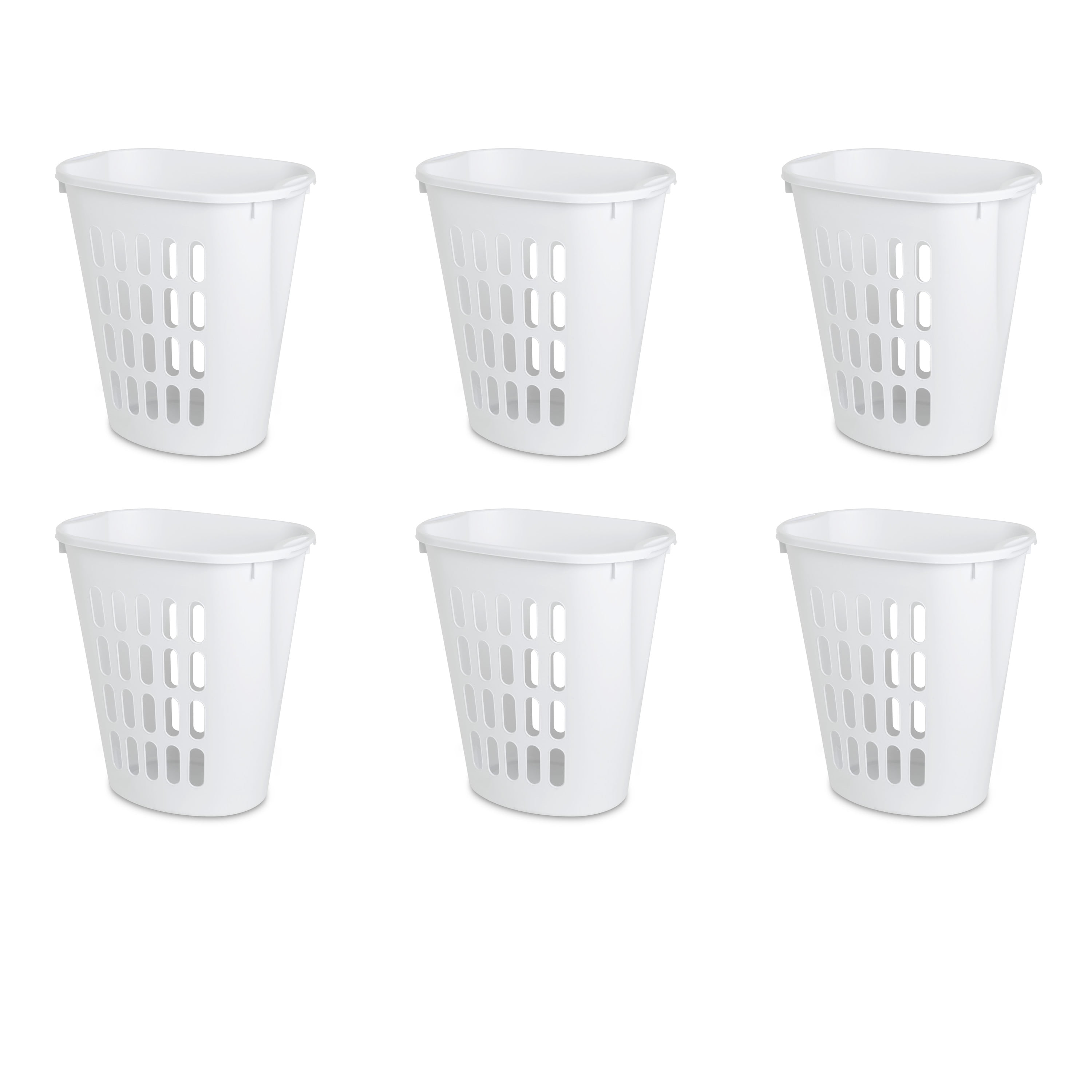 Sterilite Open Plastic Laundry Hamper, White, Set of 6