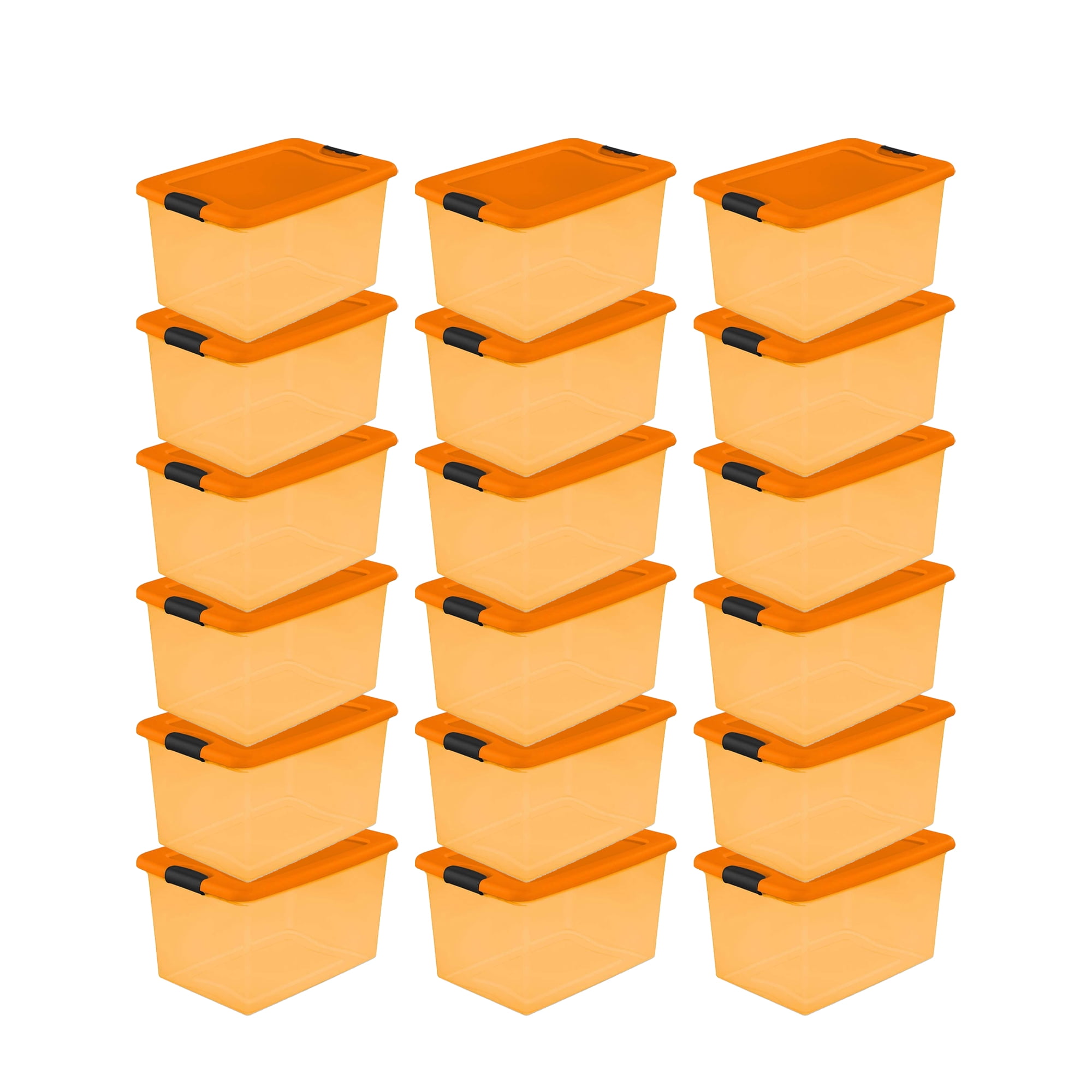 Sterilite Orange 64 Qt Latching Plastic Storage Box Container Tote 18 Pack