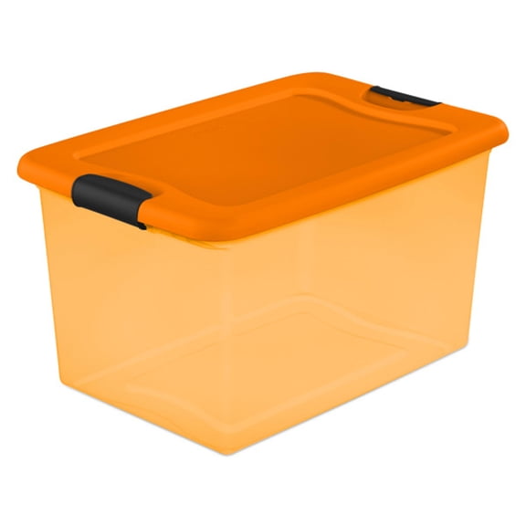 Sterilite Orange 64 Qt Latching Plastic Storage Box Container Tote, 6 Pack
