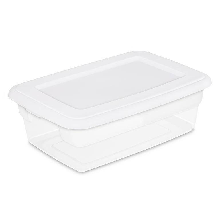 Sterilite 12 Clear Storage Box, White Plastic for Shoes
