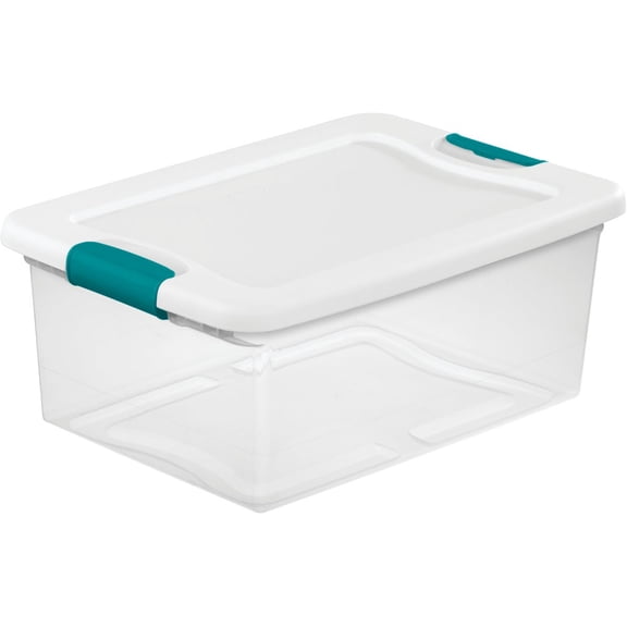Sterilite Plastic 15 Quart Stacking Storage Box Container with Latching Lid for Home, Office, Workspace, and Utility Space Organization, 24 Pack