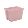 thumbnail image 1 of Sterilite Large Storage Bin, 18 Gallon Plastic Storage Container with Snap-On Lid, Light Pink, 1 of 8