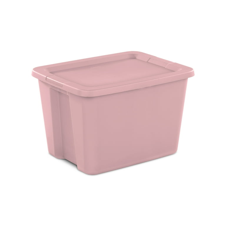 Sterilite Stackable 18 Gallon Tote Box, Blush Pink Plastic