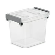 Sterilite 2.5 Quart Modular Latch Box, Clear Plastic Storage Box with Write-on ID Latches, Gray
