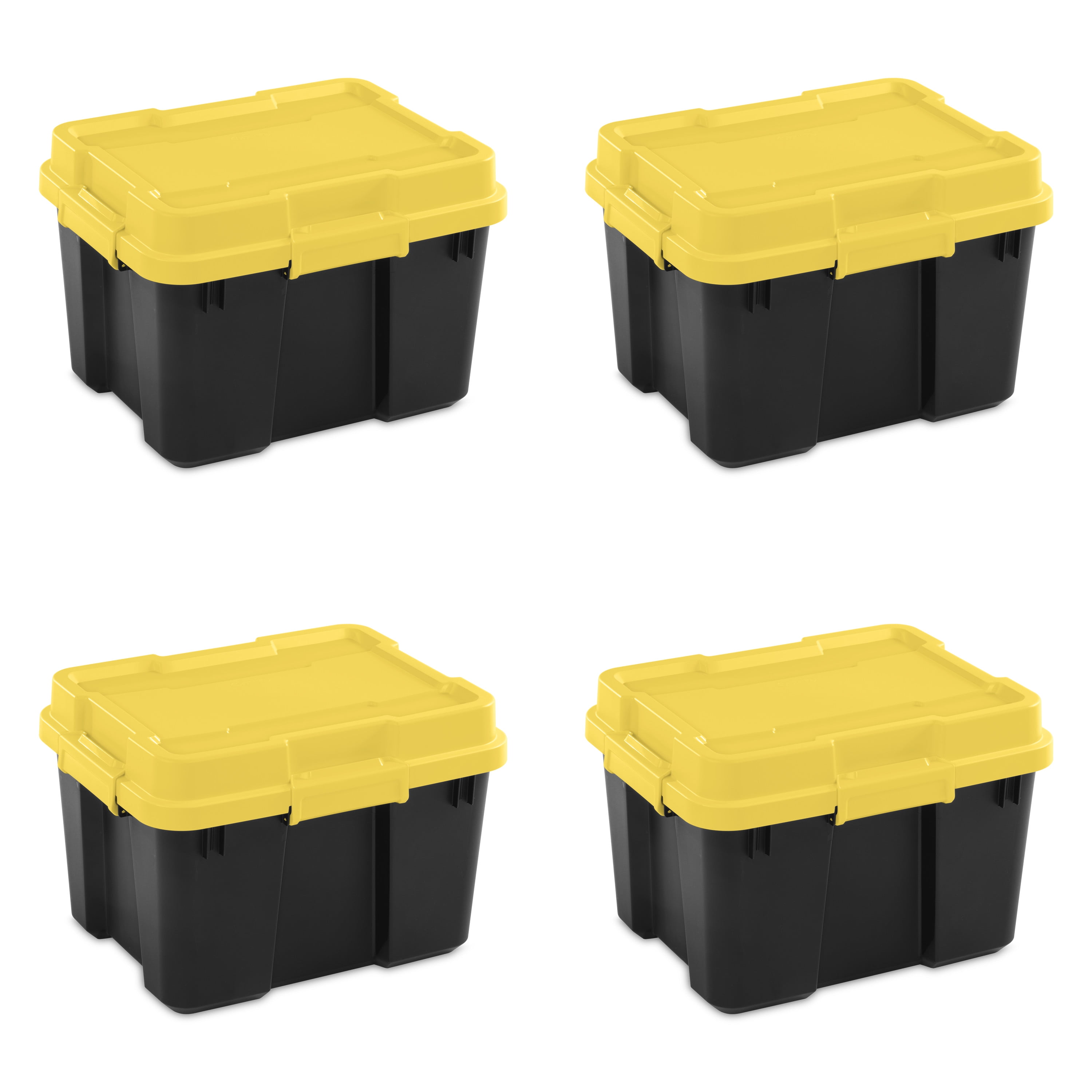 Sterilite Plastic 20 Gallon Gasket Tote Yellow Lily Set of 4