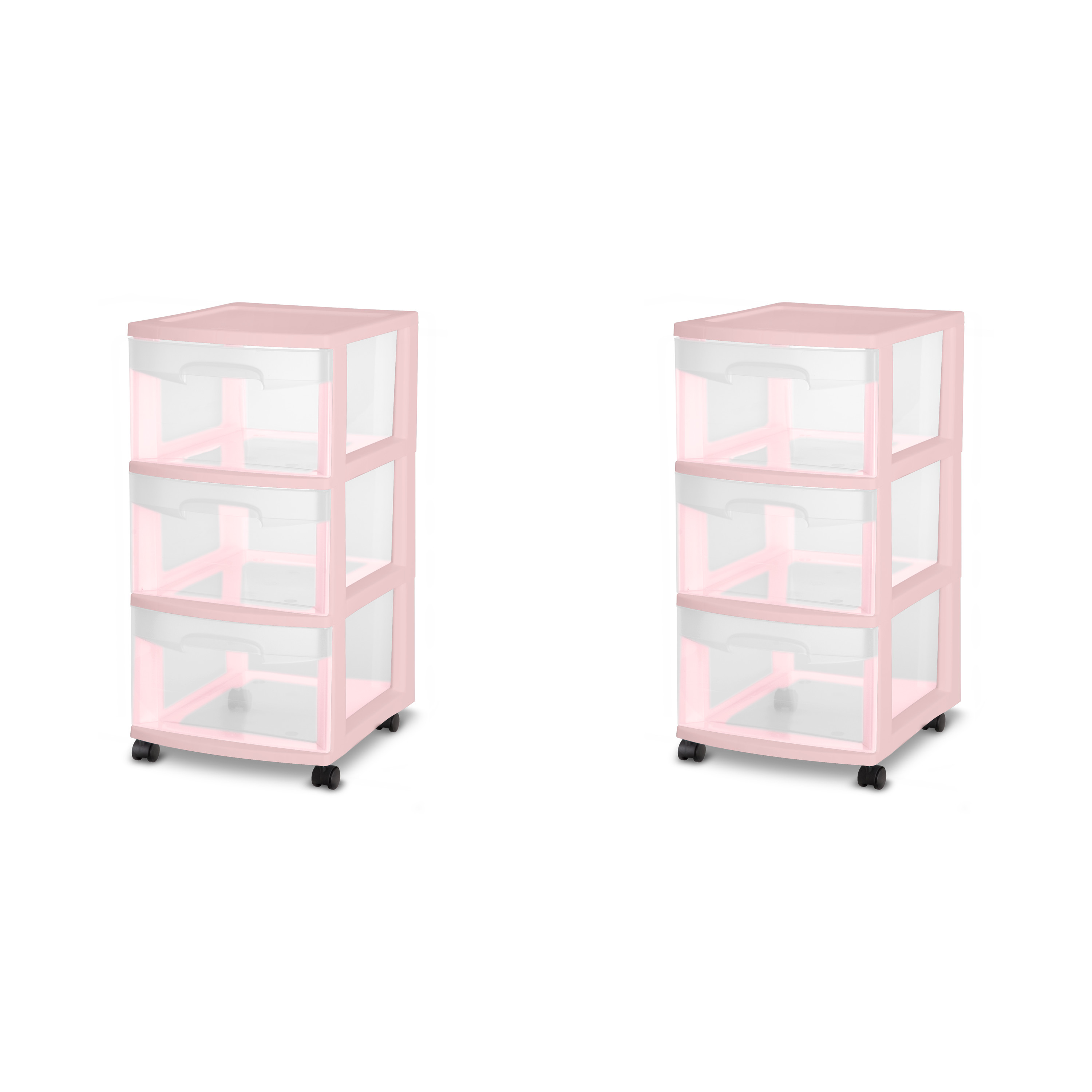 Sterilite Plastic 3 Drawer Cart Blush Pink Set of 2 - image 1 of 9