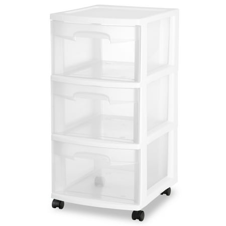 Sterilite Plastic 3 Drawer Cart White