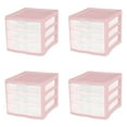 Sterilite Plastic 3 Drawer Unit Blush Pink Set of 4