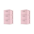 thumbnail image 1 of Sterilite 3 Drawer Tower, Slim Plastic Weave 3 Drawer Tower with Pull Handles, Pink, Pack of 2, 1 of 7