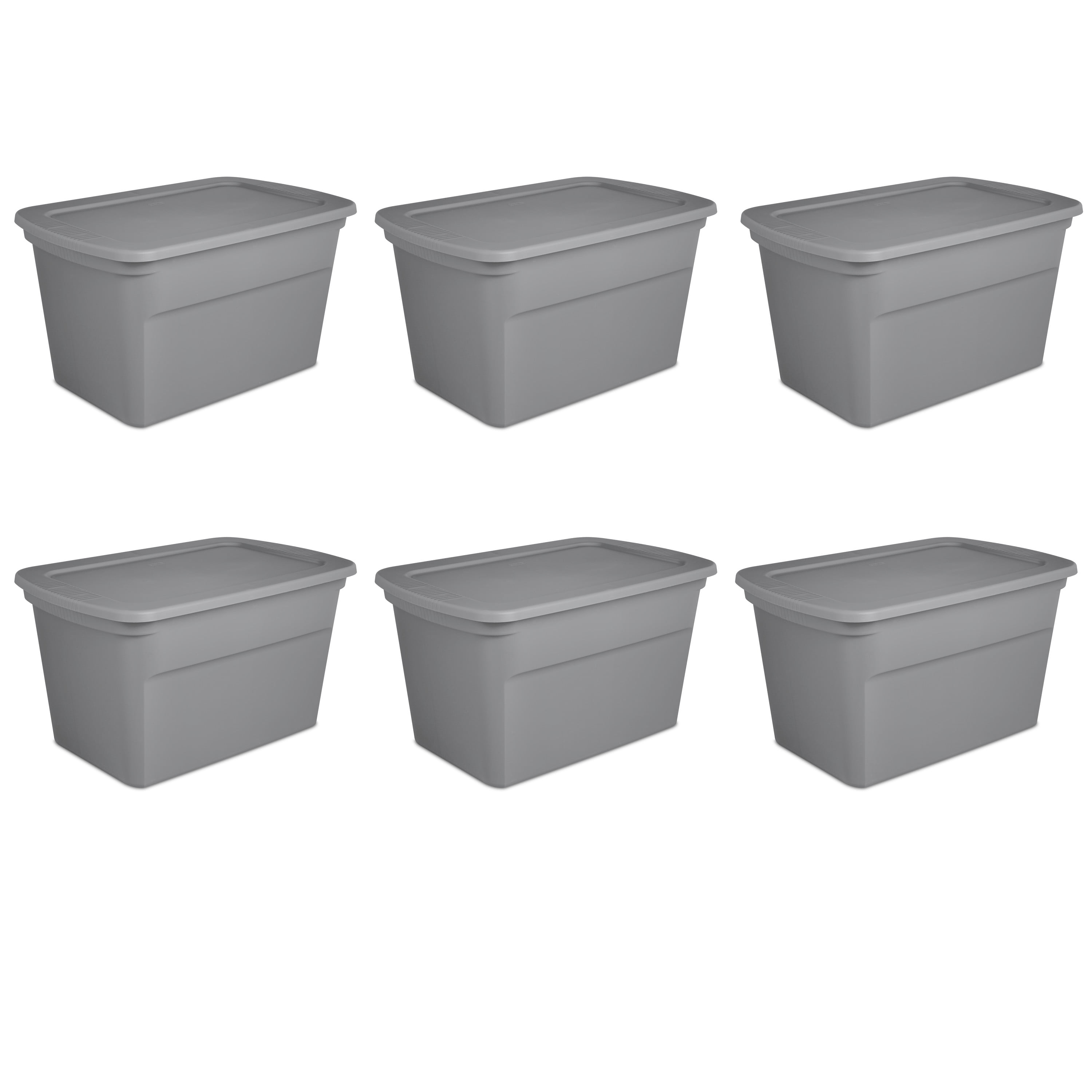 30 Gallon Tote Box Plastic, Titanium, Storage Containers - Set of 2