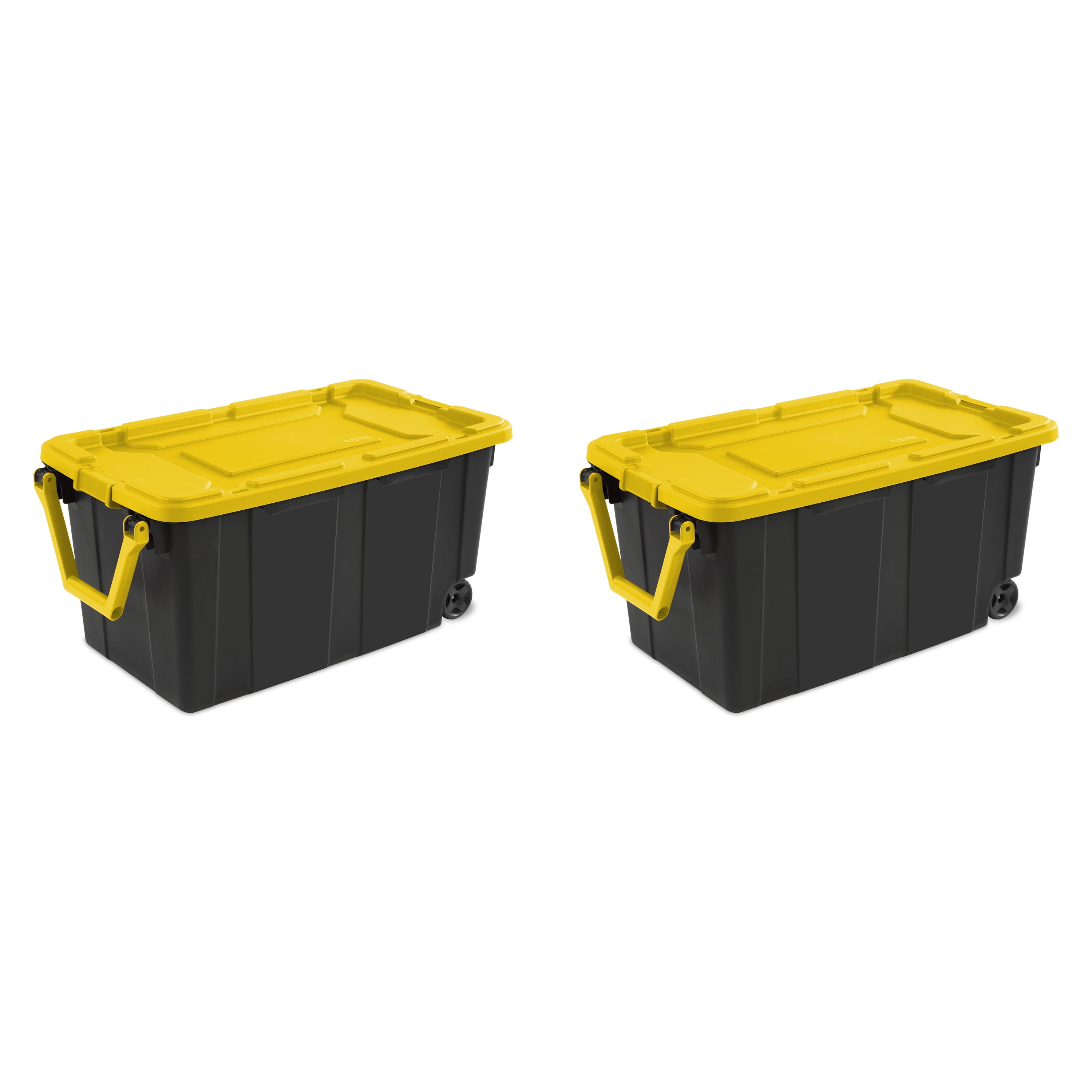 Sterilite Adult 40 Gallon Metal Wheeled Industrial Storage Box Tote, Black, 2 Count, Size: 36 3/4 Large x 21 3/8 W x 18 H