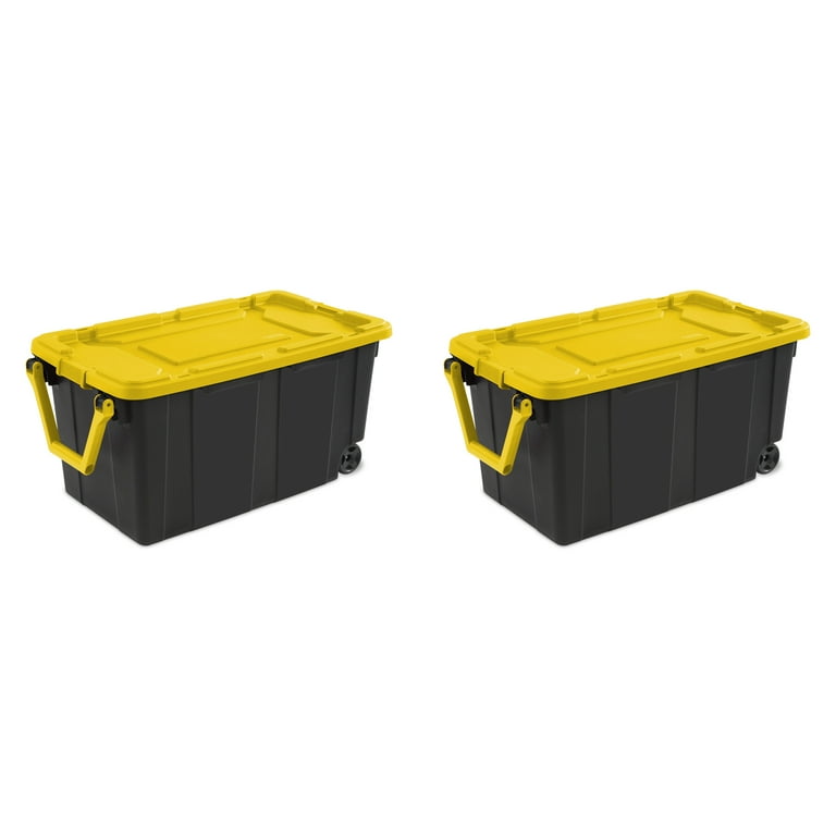 2PCS 40 Gallon Industrial Tote Plastic Storage Bins Wheeled Large Storage  Box Set Storage Organizer