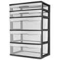 thumbnail image 1 of Sterilite 5 Drawer Wide Tower, with both Shallow and Deep Clear Plastic Drawers, Black, 1 of 8