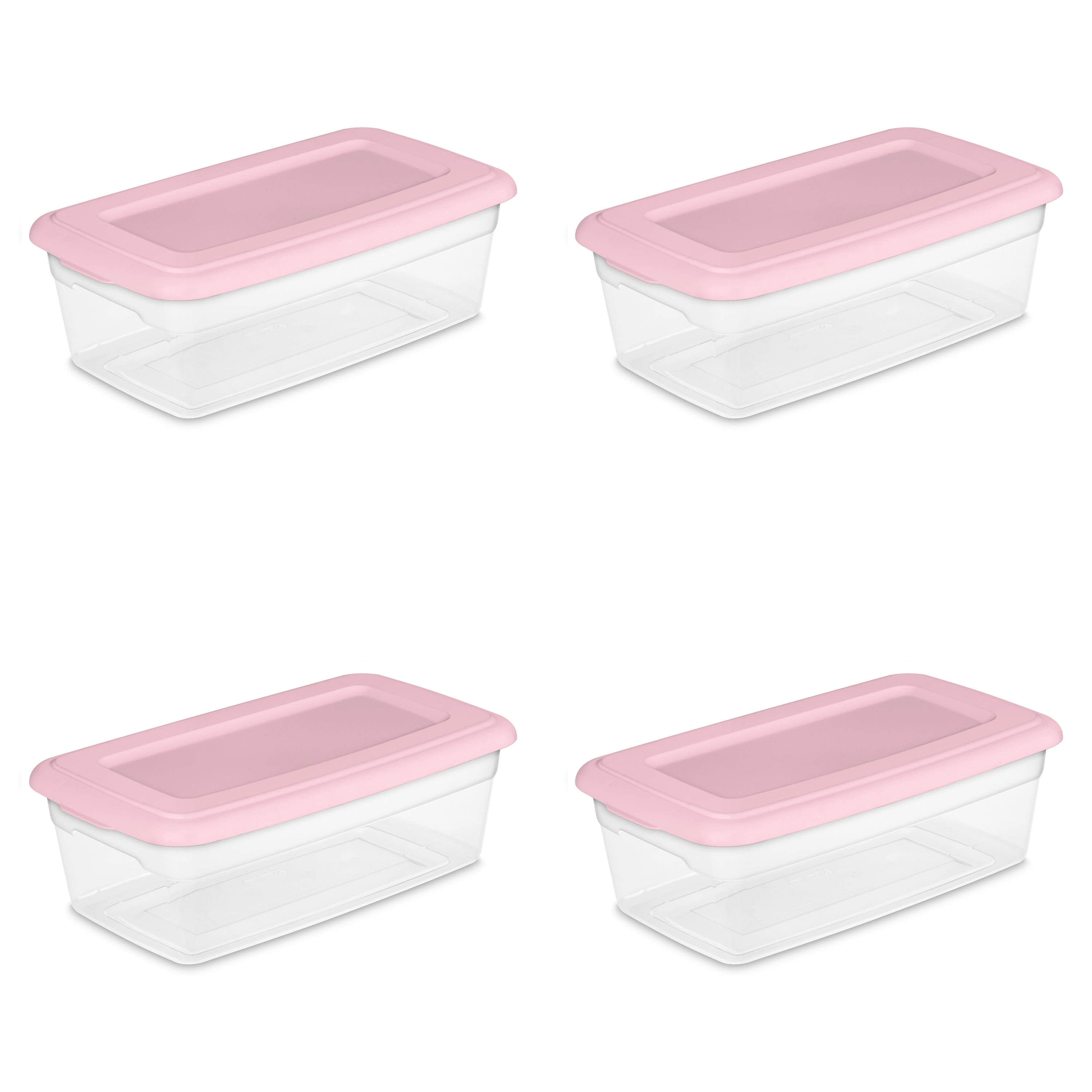 Sterilite 1.5 Gallon Plastic Storage Box, Blush Pink, 10 Count