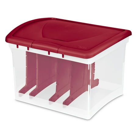 Sterilite Plastic Christmas Light Storage Container, Red