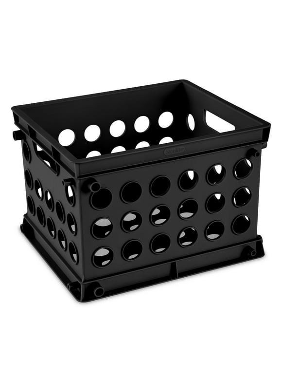 Sterilite Plastic Desktop Storage Mini Crate, Black, 9" x 7 3/4" x 6 1/8"