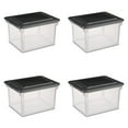 Sterilite Plastic File Box Black, Set of 4