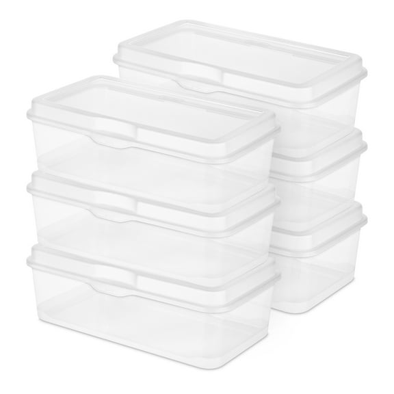 Sterilite Plastic FlipTop Latching Storage Box Container, Clear, 6 Pack