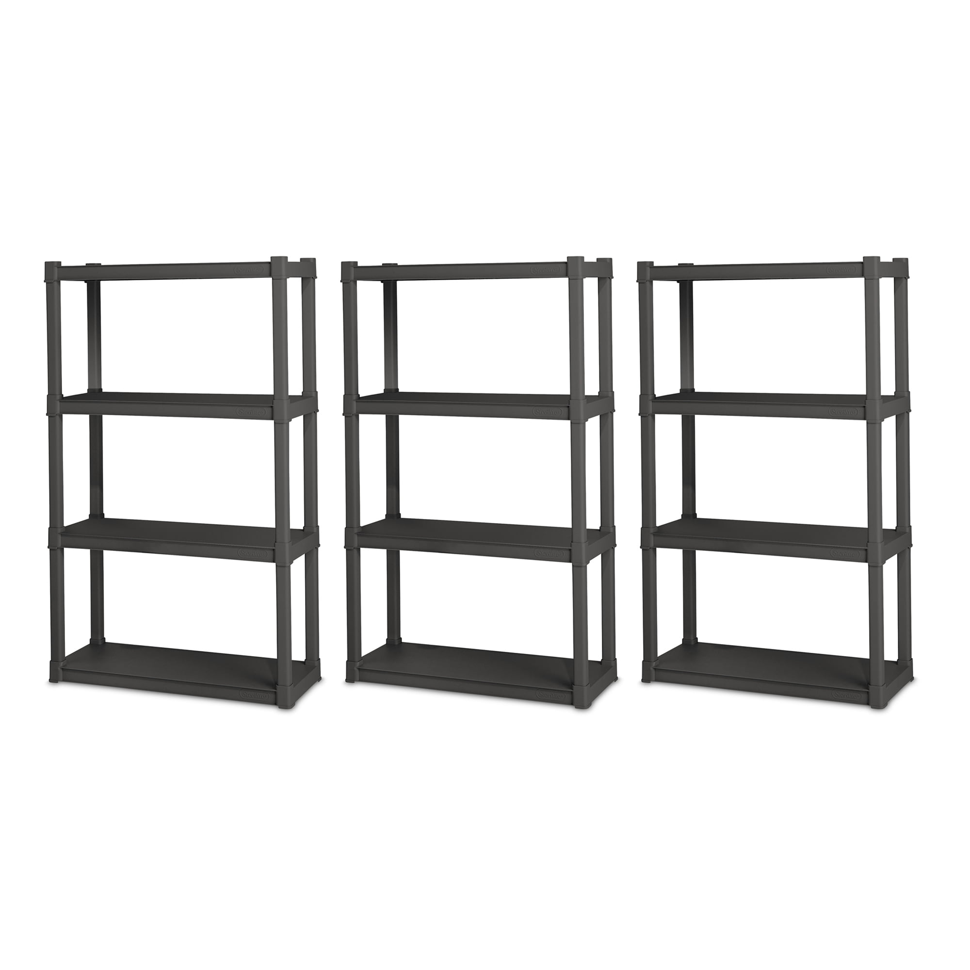 Sterilite 35" Gray Durable Plastic 4-Shelf Indoor/Outdoor Shelving Unit