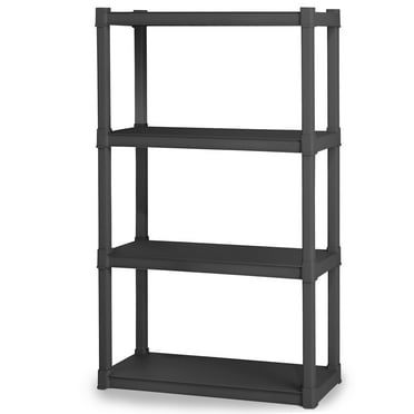 Sterilite Plastic Indoor Outdoor 4 Shelf Durable Shelving Unit, Gray