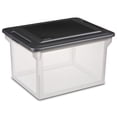 thumbnail image 1 of Sterilite File Box, Clear Plastic Bin with Black Lid, Letter or Legal-sized File Storage, Black, 1 of 11